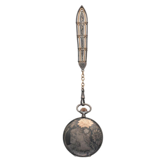 A Swiss niello silver full hunter lever pocket watch Circa 1900