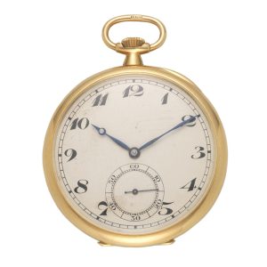 A Swiss 18 carat gold open face lever pocket watch Circa 1920