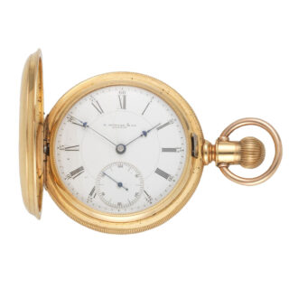 An American gold open face full hunter pocket watch Circa 1887