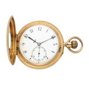 An English 18 carat gold half hunter lever pocket watch Circa 1903