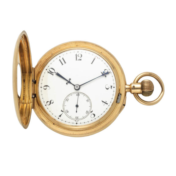 An English 18 carat gold half hunter lever pocket watch Circa 1903