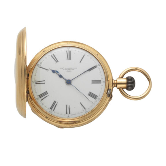 English 18 carat gold half hunter lever pocket watch Circa 1880