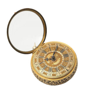 Very fine and rare gold verge clock watch in pair cases Circa 1702