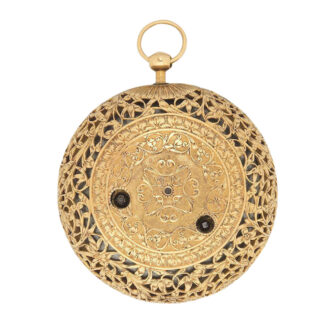 Very fine and rare gold verge clock watch in pair cases Circa 1702
