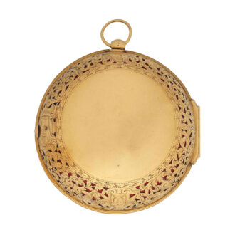 Very fine and rare gold verge clock watch in pair cases Circa 1702