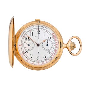 A Swiss gold hunter cased medical chronograph Circa 1920