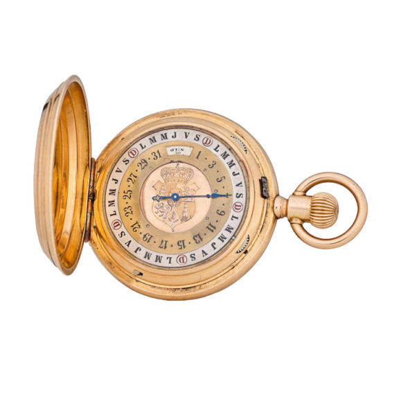 Swiss double dial calender with moon phase Circa 1875-1900
