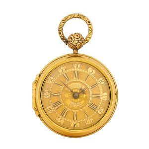 An English gold pair cased verge pocket watch Circa 1728