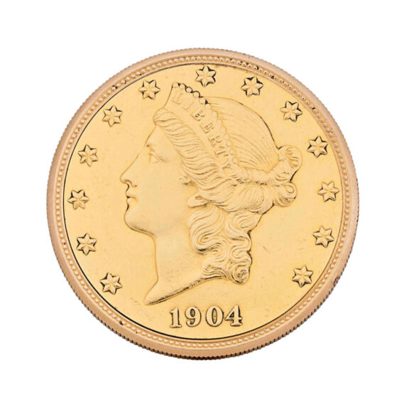 A Swiss gold US $20 coin with concealed gold watch Circa 1950 A Swiss gold US $20 coin with concealed gold watch Circa 1950