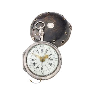 A French silver quarter striking and repeating coach watch Circa 1750