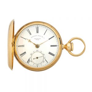 An American gold pocket watch in a full hunter case Circa 1857