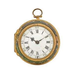 English gilt shagreen pique work verge pocket watch Circa 1745