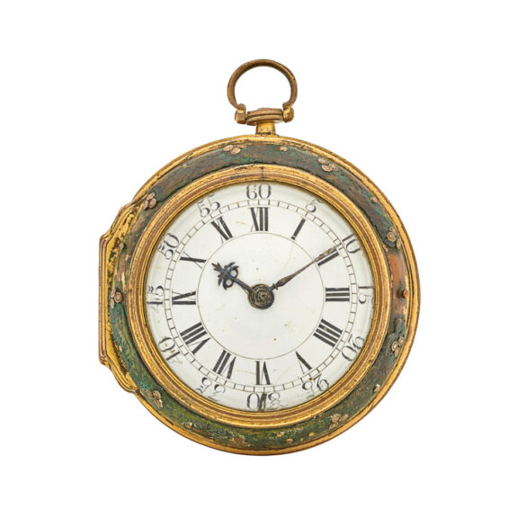 English gilt shagreen pique work verge pocket watch Circa 1745