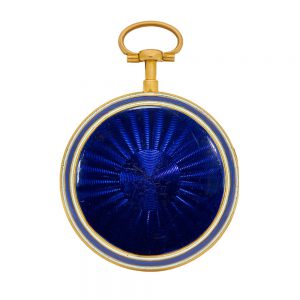 A French enameled gold open face verge pocket watch Circa 1780