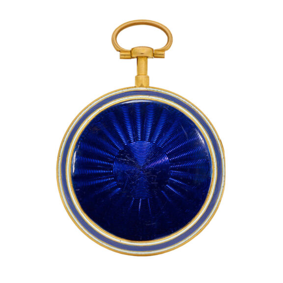 A French enameled gold open face verge pocket watch Circa 1780