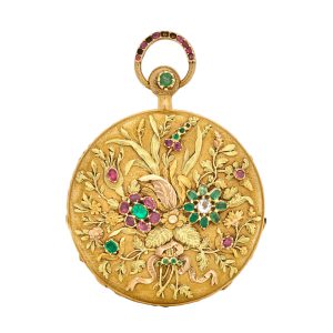 A fine Swiss gold gem set quarter repeating cylinder Circa 1820