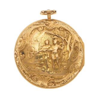 English gold repoussé pair cased verge pocket watch Circa 1737