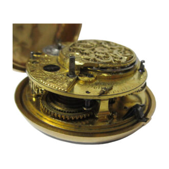 English gold repoussé pair cased verge pocket watch Circa 1737