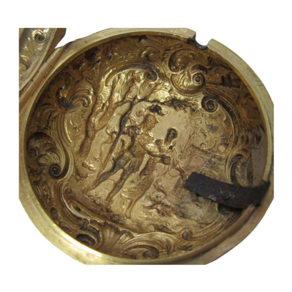 English gold repoussé pair cased verge pocket watch Circa 1737 English gold repoussé pair cased verge pocket watch Circa 1737