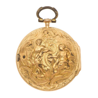 An English gold repoussé consular cased verge watch Circa 1750