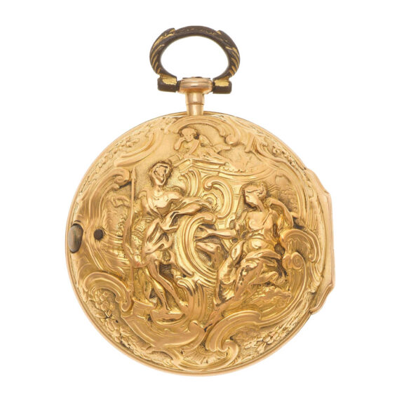 An English gold repoussé consular cased verge watch Circa 1750