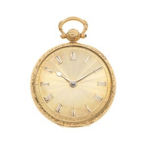 An English gold open face cylinder pocket watch Circa 1830