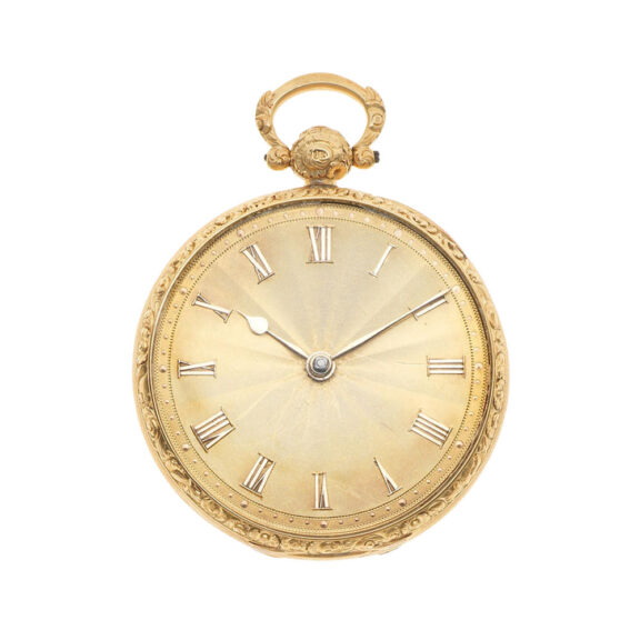 An English gold open face cylinder pocket watch Circa 1830