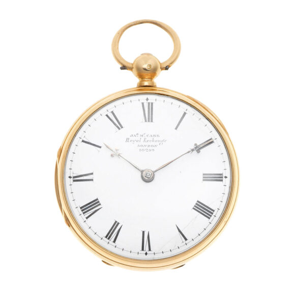 An English 18 carat gold open face lever pocket watch Circa 1866