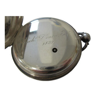 English silver hunter lever with chronometer balance Circa 1835