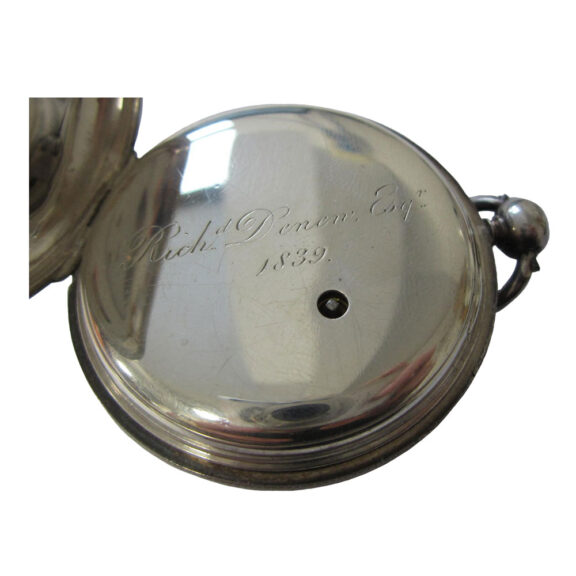 English silver hunter lever with chronometer balance Circa 1835 English silver hunter lever with chronometer balance Circa 1835