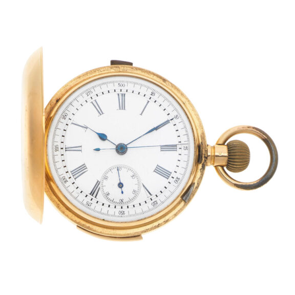 Swiss gold hunting cased repeating chronograph Circa 1900