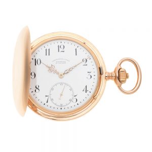 A German 14 carat gold full hunter lever pocket watch Circa 1900