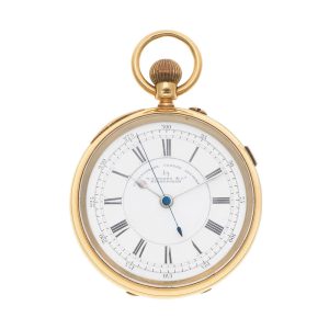 An English gold open face lever with centre seconds Circa 1900