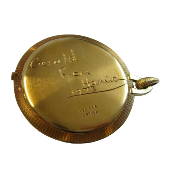 Swiss gold open face pocket watch with tigers eye dial Circa 1970 Swiss gold open face pocket watch with tigers eye dial Circa 1970