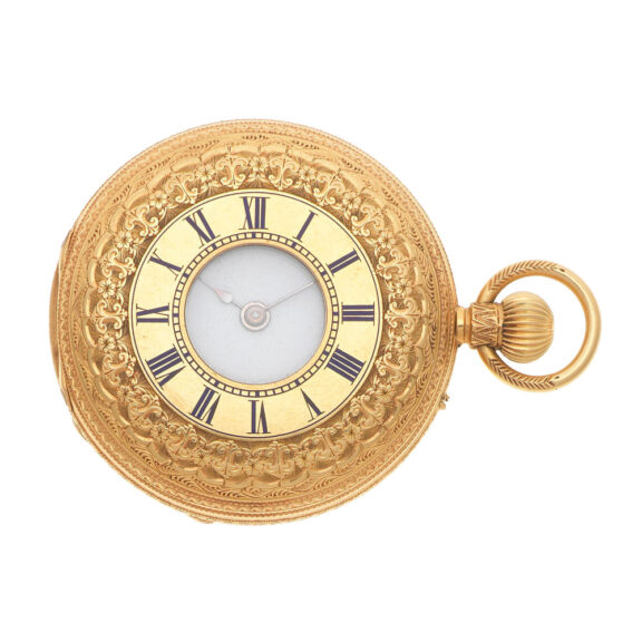 English 18k gold half hunting cased lever watch Circa 1877