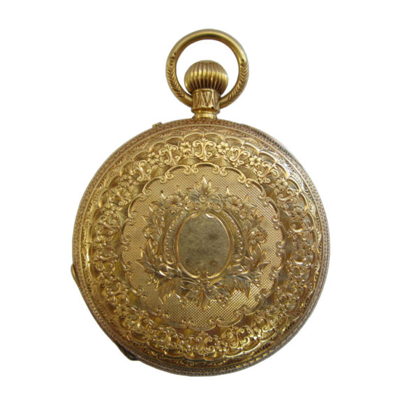 English 18k gold half hunting cased lever watch Circa 1877 English 18k gold half hunting cased lever watch Circa 1877
