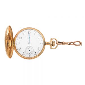 An American gold engraved full hunter pocket watch Circa 1900