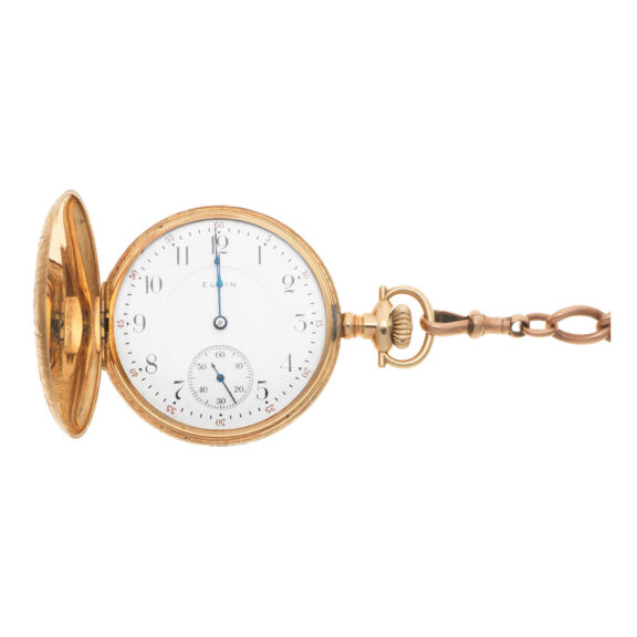 An American gold engraved full hunter pocket watch Circa 1900