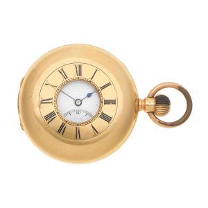 A Swiss 18 carat gold half hunter lever pocket watch Circa 1890