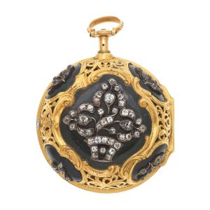 English gold, agate and diamond set pair cased verge Circa 1750