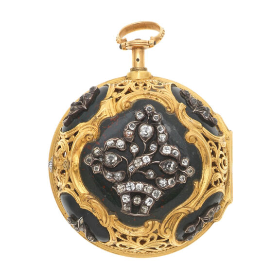 English gold, agate and diamond set pair cased verge Circa 1750