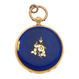 French gold open face cylinder with enamel decoration Circa 1840