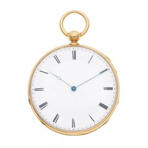 A French 18 carat gold open faced quarter repeater Circa 1830