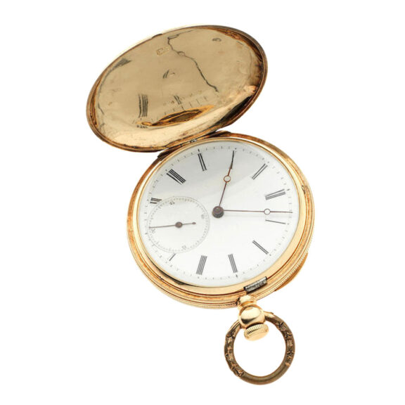 A Swiss gold key wind full hunter lever pocket watch Circa 1880