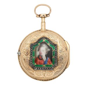 French verge watch with enamel miniature portrait Circa 1790