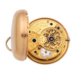 English gold open faced cylinder in pair cases Circa 1810