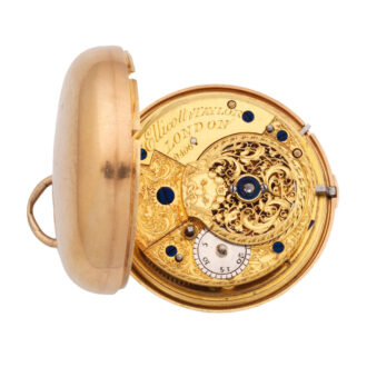 English gold open faced cylinder in pair cases Circa 1810