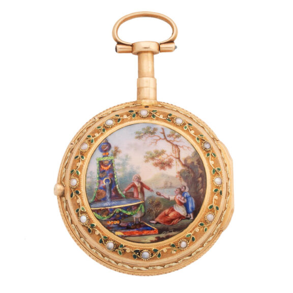 Gold repeater with stone set enamel decoration Circa 1790