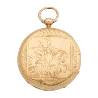 Swiss 18k gold engraved open faced cylinder Circa 1830