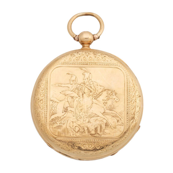 Swiss 18k gold engraved open faced cylinder Circa 1830